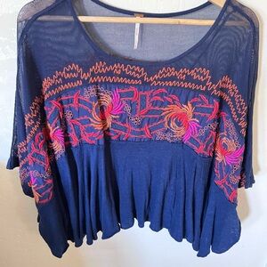 Free People Love Letter Embroidered Top